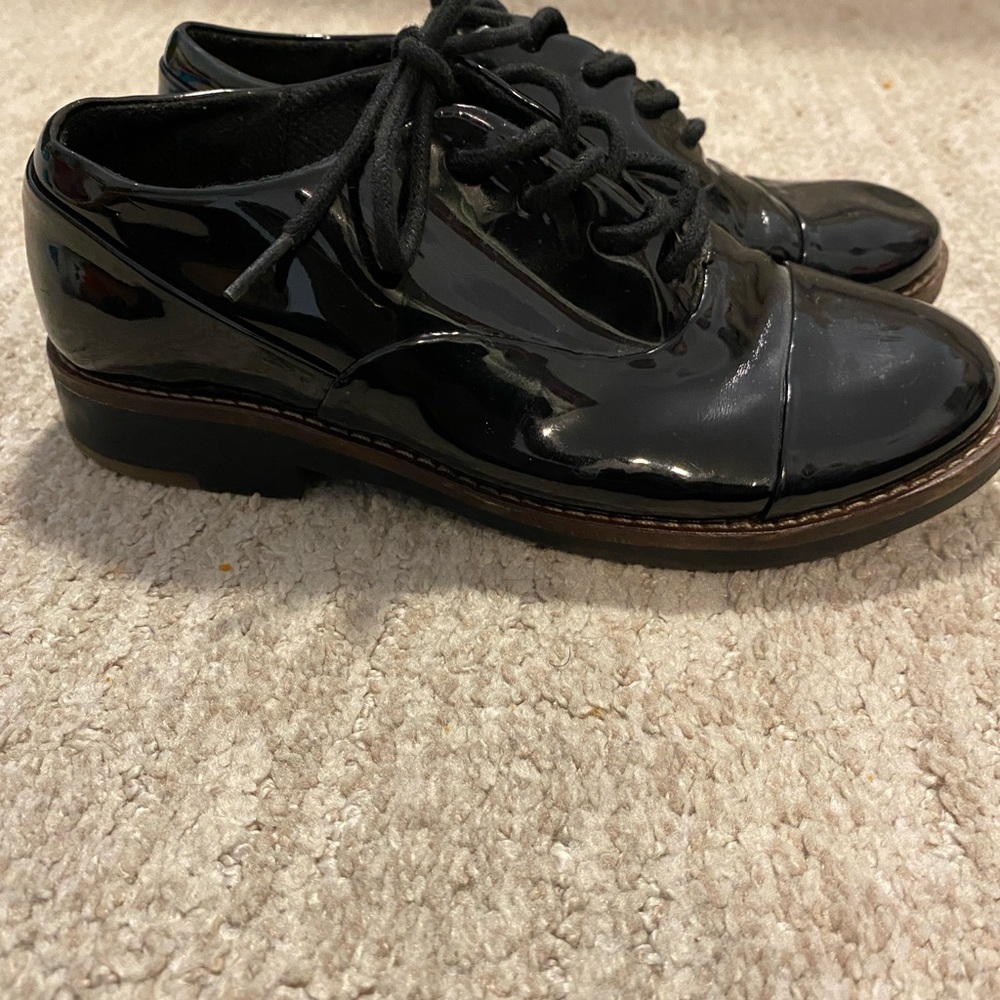 Zara Black Patent Oxford Shoes